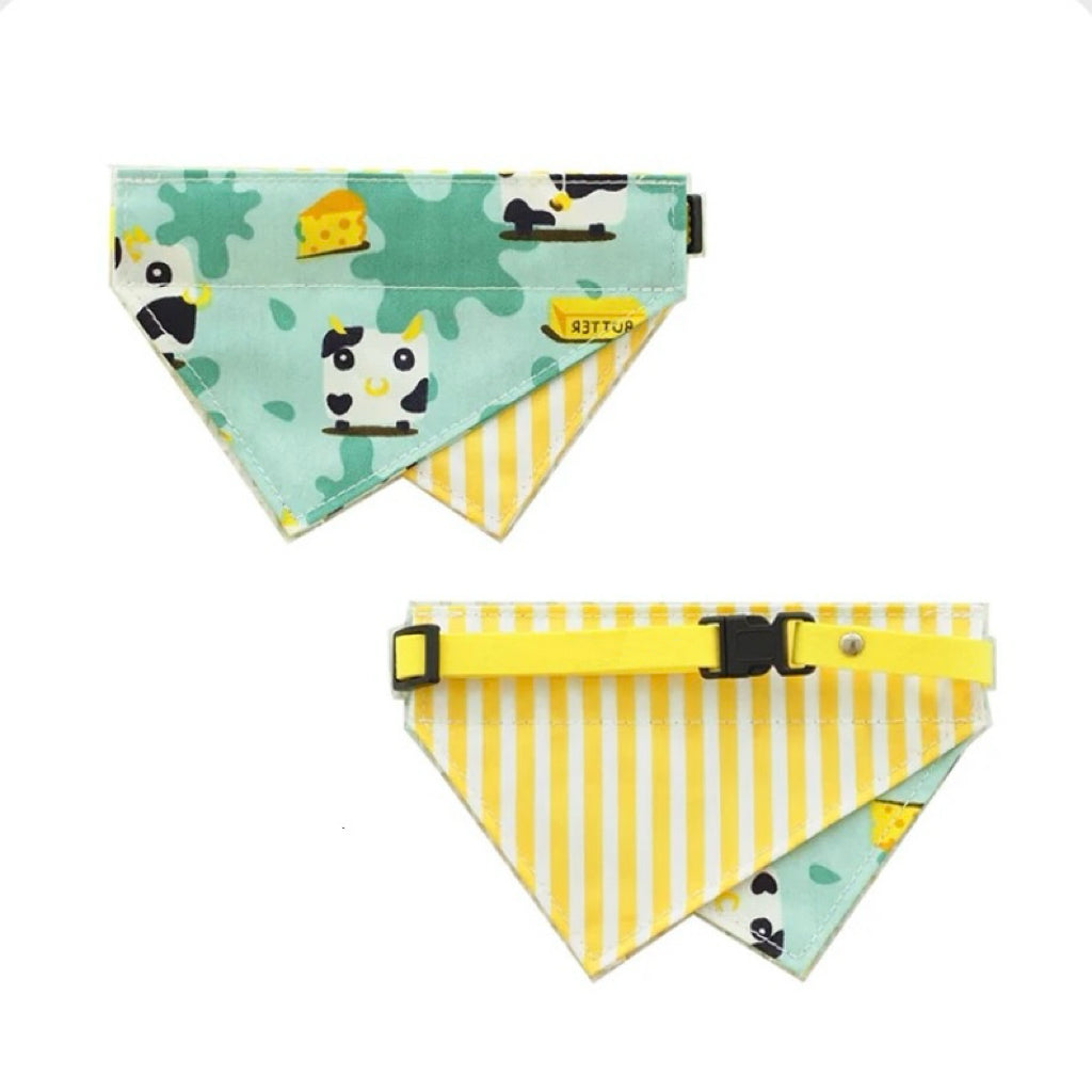 Cat Double Sided Revisable Bandana - Cheese Milk Cow