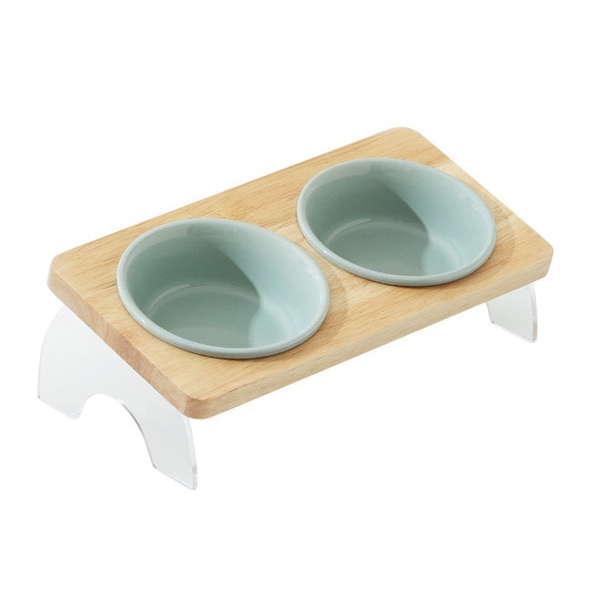 Dog Elevated Bowl Set with Wooden Acrylic Stand