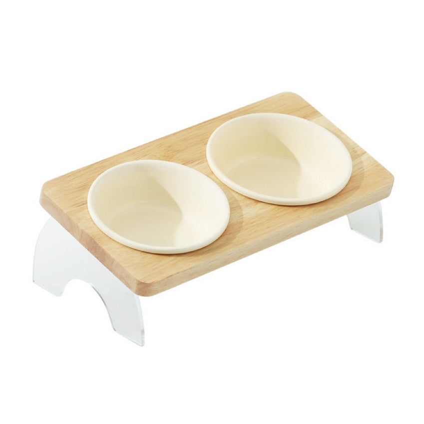 Dog Elevated Bowl Set with Wooden Acrylic Stand