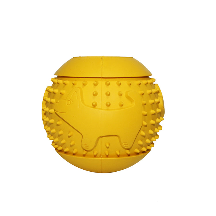 Dog Treat Dispensing Chewing Ball Toy - Yellow