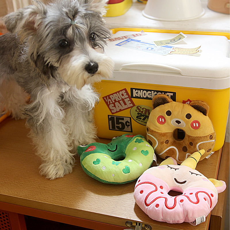 Dog Plush Toy - Choco Bear Donut w/ Squeaker
