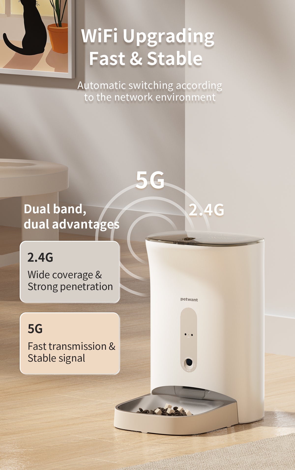 Petwant Smart Feeder 4.5L with built-in Camera Wifi APP Control