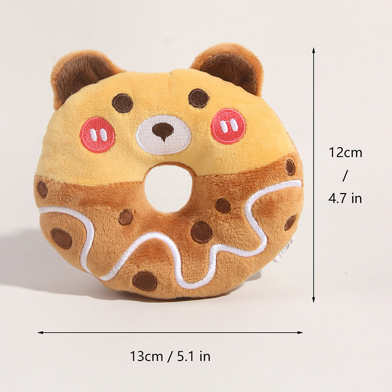 Dog Plush Toy - Choco Bear Donut w/ Squeaker