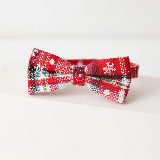 Pet Christmas Snow Tartan Bow Tie