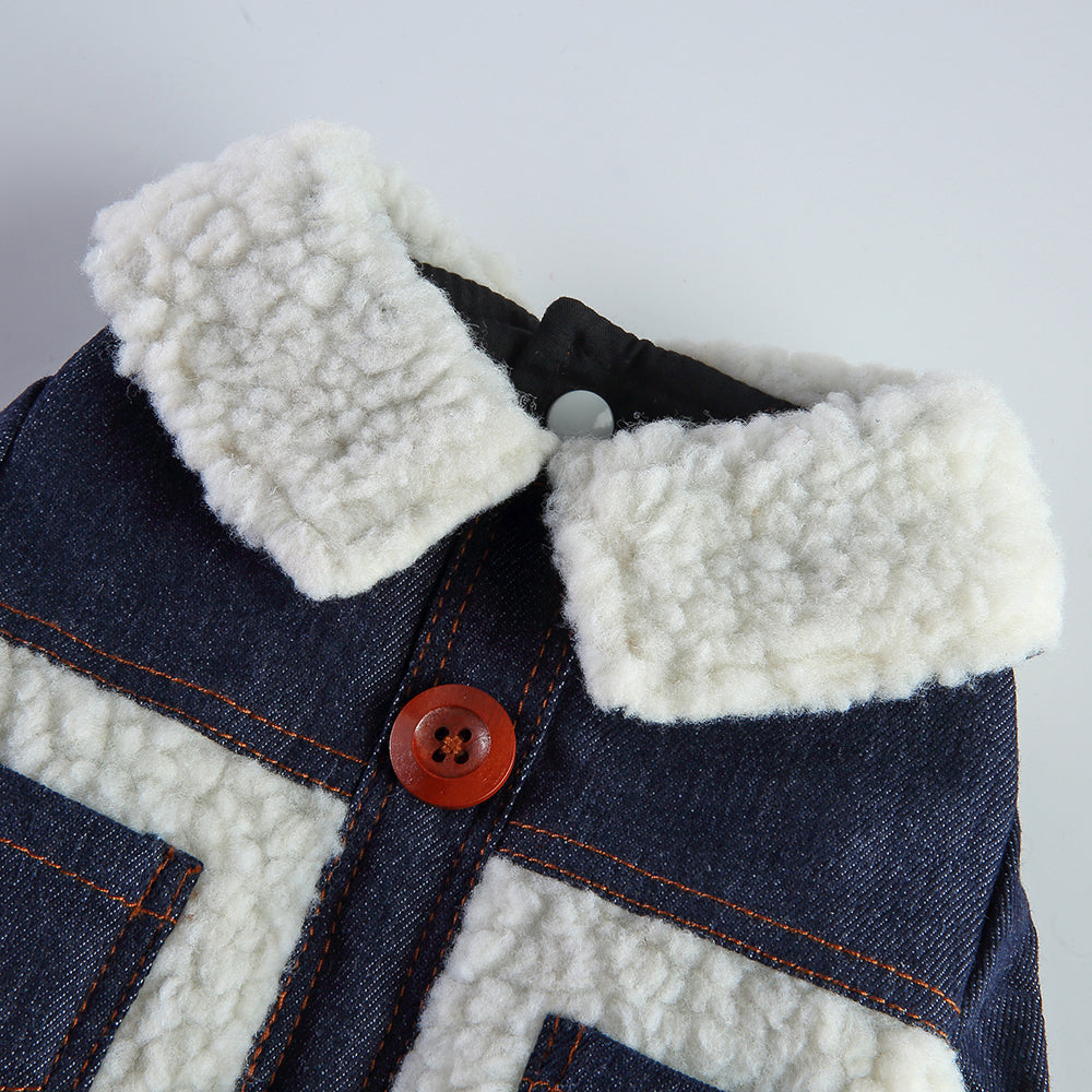 Dog Teddy Denim Button Jacket