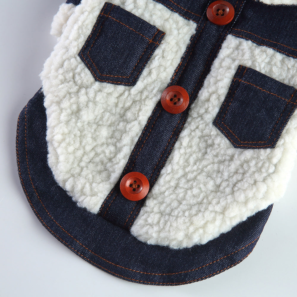 Dog Teddy Denim Button Jacket