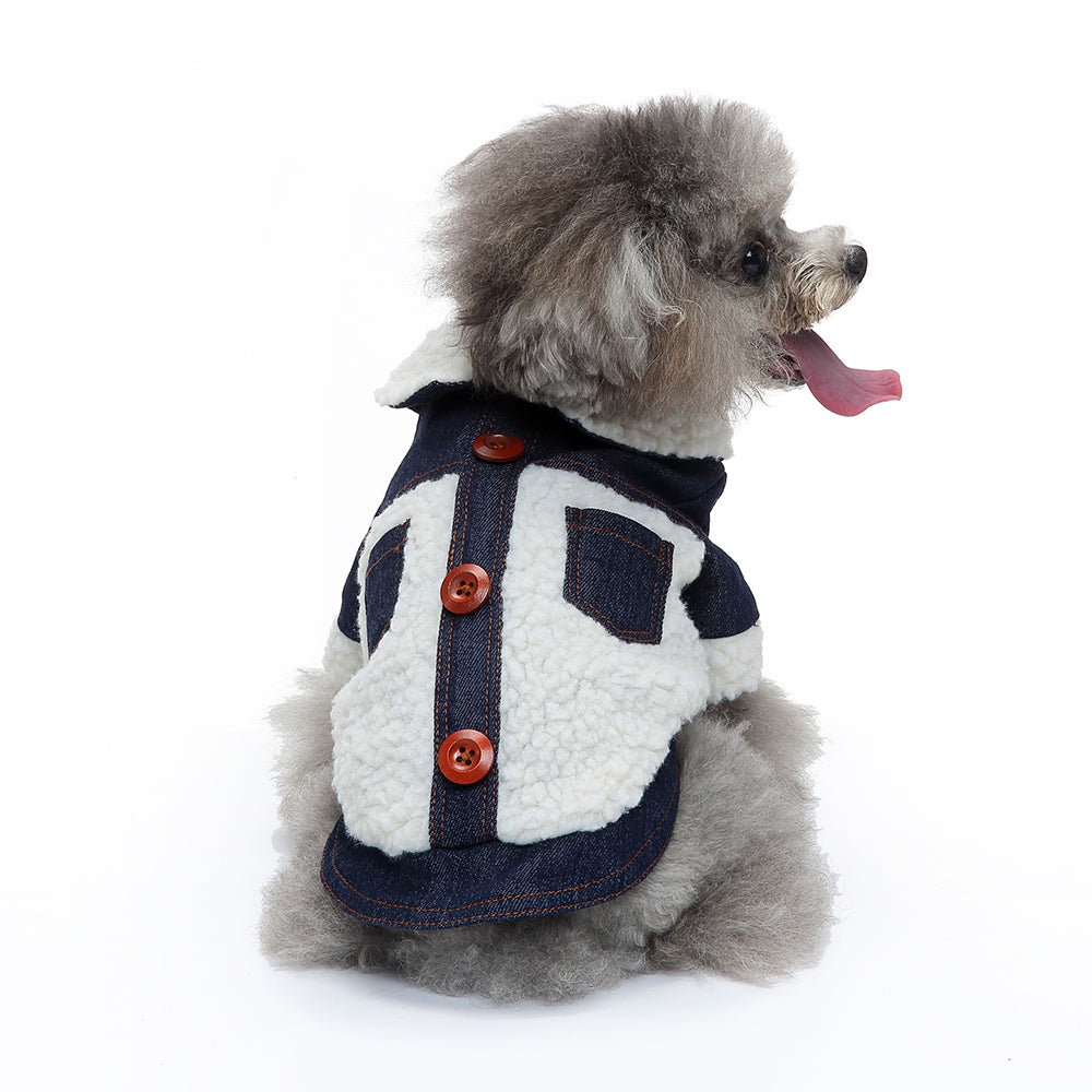 Dog Teddy Denim Button Jacket