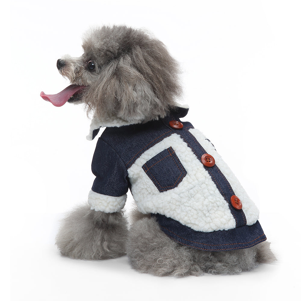 Dog Teddy Denim Button Jacket