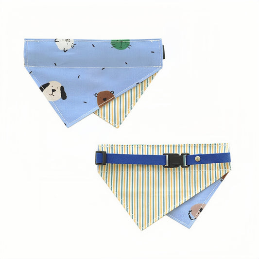 Double Sided Revisable Bandana- Blue Doggie