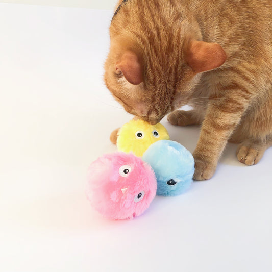 Cat Chirping Interactive Fluffy Ball Toy