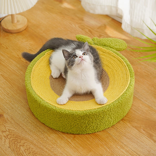 2 in 1 Avocado Cat Scratcher Pad Bowl Bed